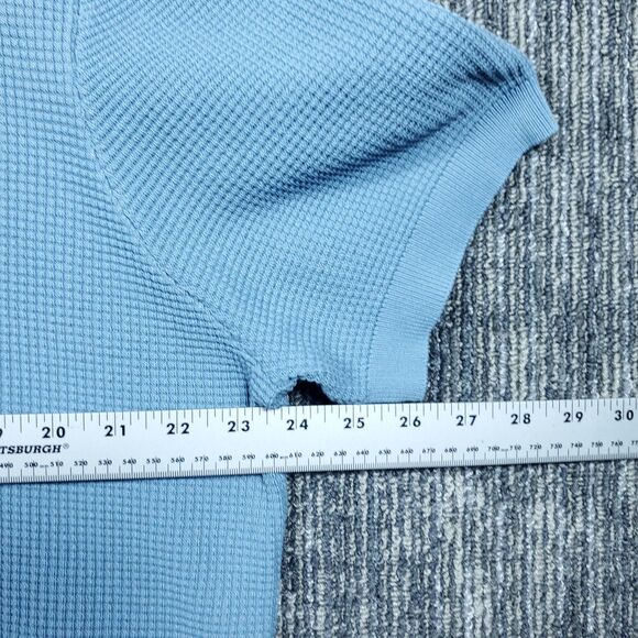 PJ Paul Jones Polo Shirt Mens XXL Blue Knit Short Sleeve Retro Textured Viscose - Picture 9 of 11